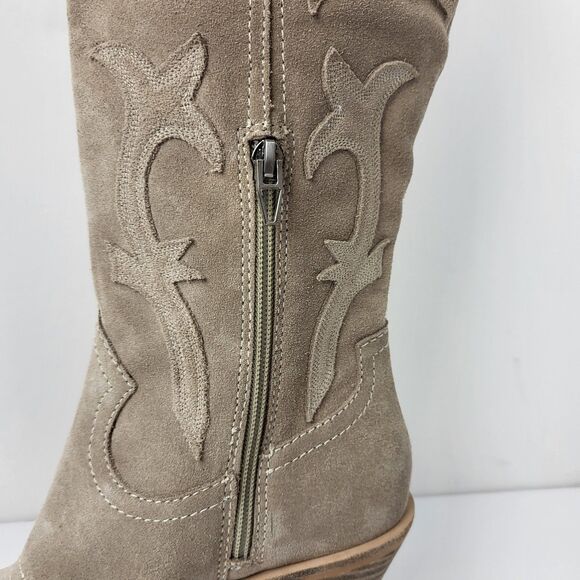 Dolce Vita Samare Western Cowgirl Light Beige Suede Tall Boots Size 5 - Picture 4 of 16